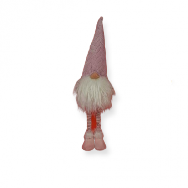 Gnomo di Natale con Cappello in Velluto Rosa